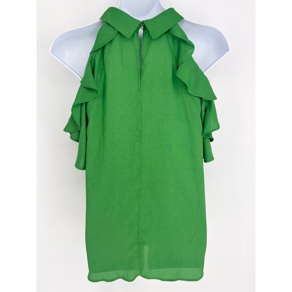 EESome NWT Kelly Green Cold Shoulder Ruffle Oversized Top Size L - Picture 4 of 7